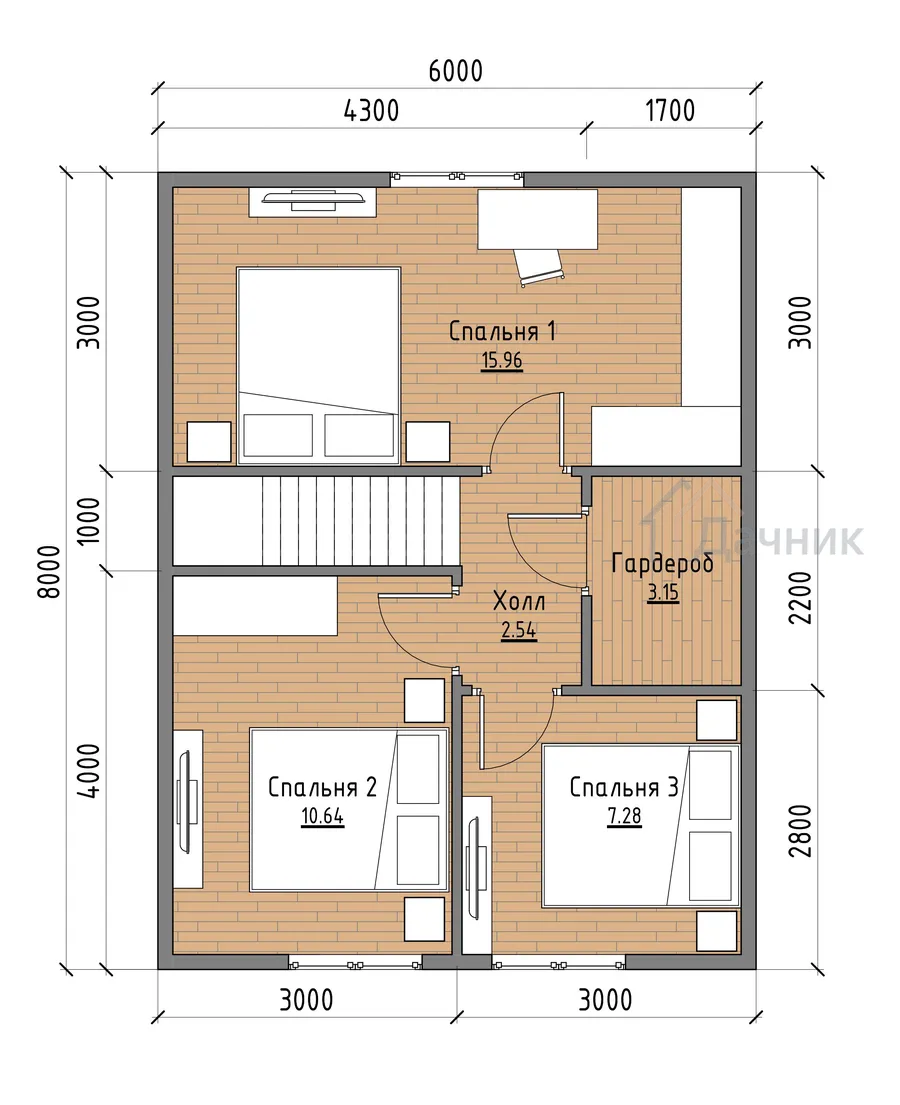 02-Новый ДК-184 - План 2-го этажа с расстановкой мебели
