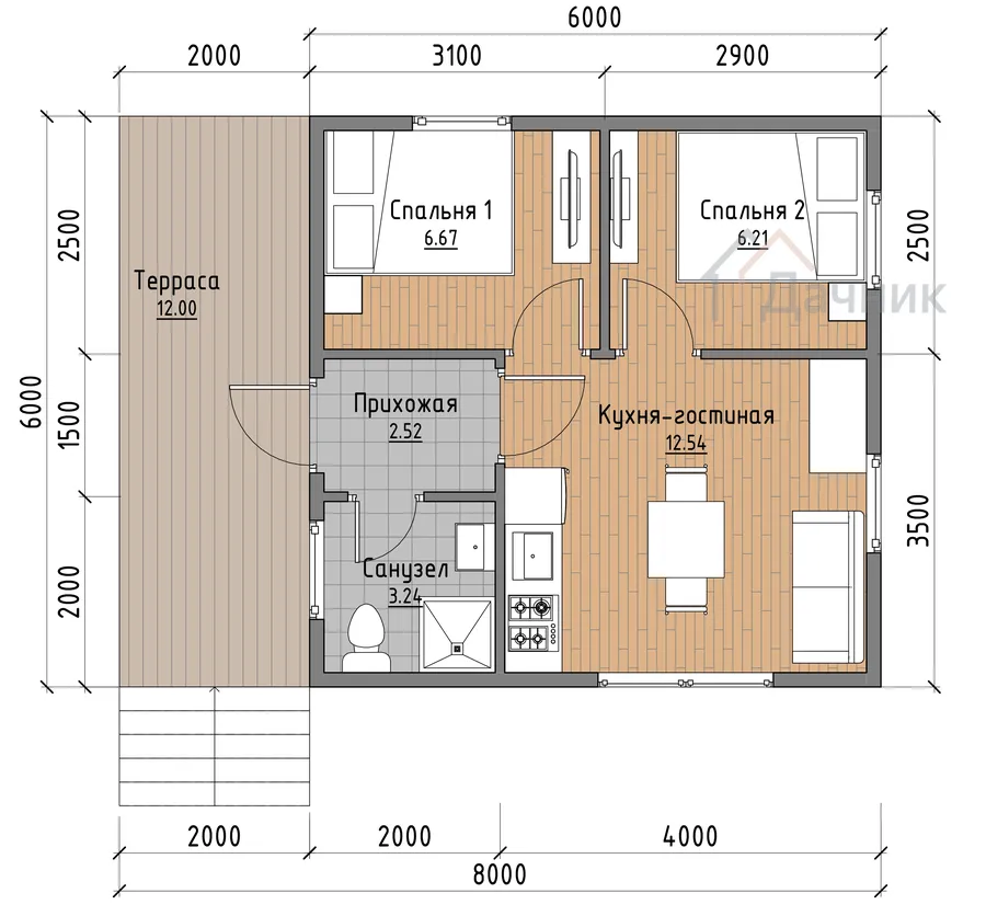 Дк-204 - План 1-го этажа с расстановкой мебели