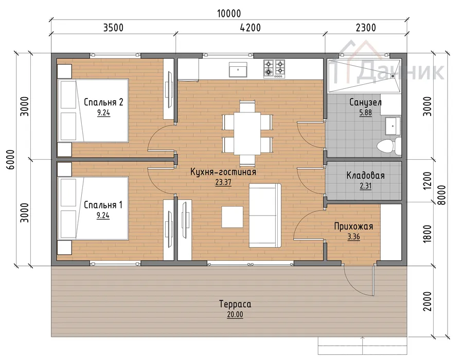 Дк_220_План_1_го_этажа_с_расстановкой_мебели