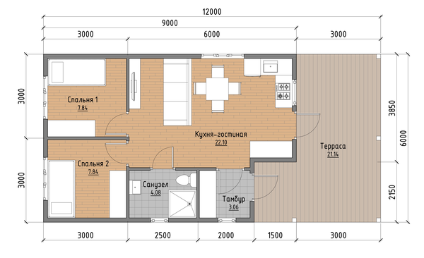 Дк-210 - План 1-го этажа с расстановкой мебели